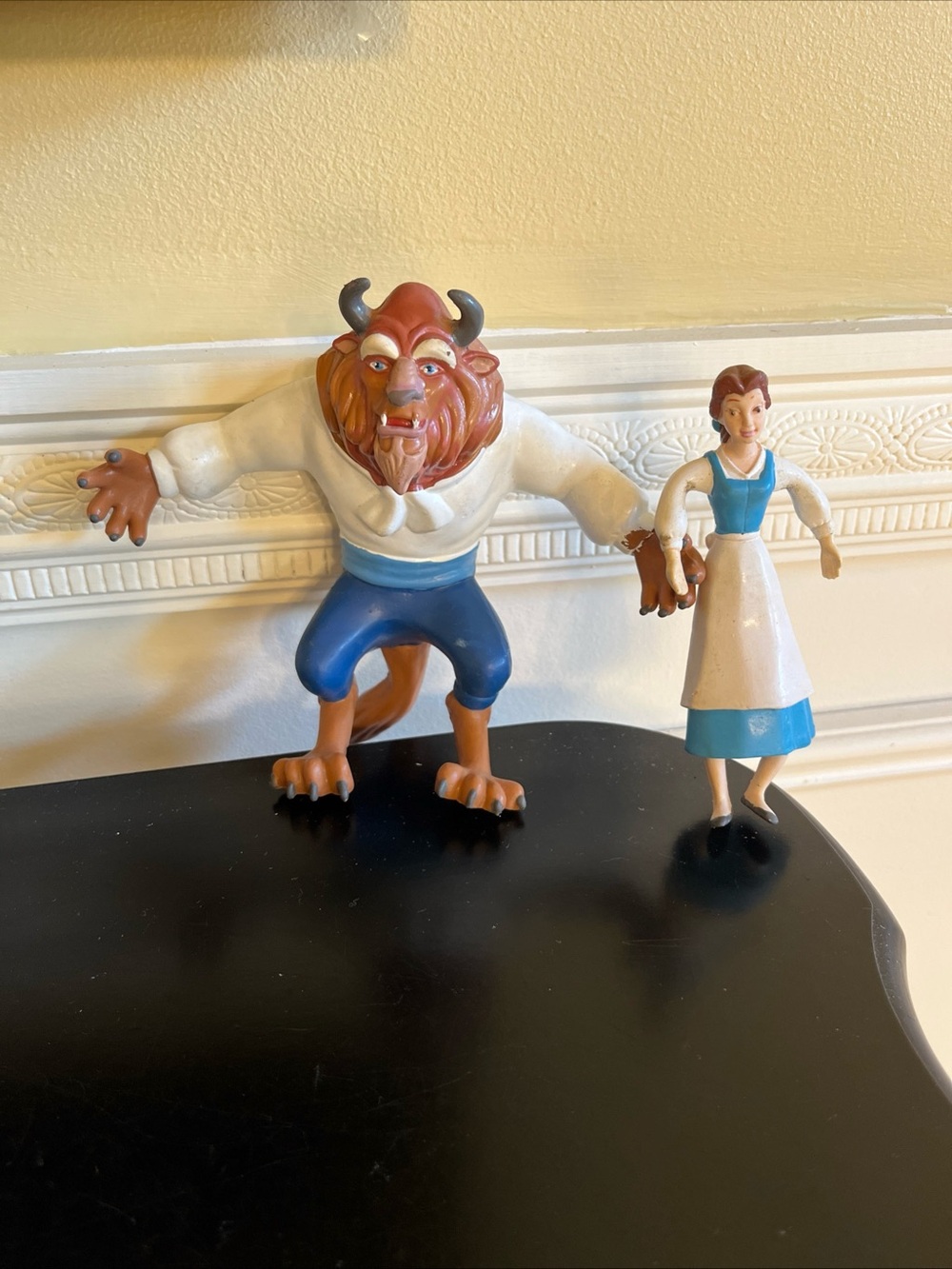vintage 90s Beauty and the Beast Rubber 5”Beast & 4.5” Belle figures